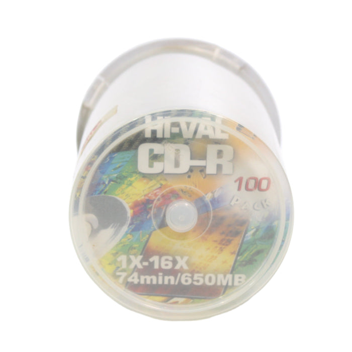 Hi-Val CD-R 100 Pack 650MB 74Min 1X-16X Recordable Black Media Discs (NEW, SEALED)-CDs-SpenCertified-vintage-refurbished-electronics