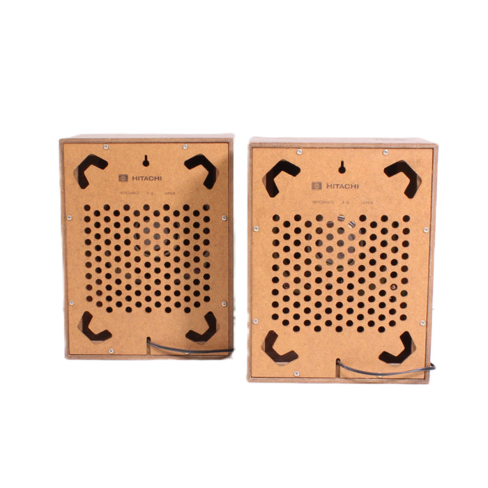Hitachi Vintage 8-Ohm Wood Cabinet Bookshelf Speaker Pair-Speakers-SpenCertified-vintage-refurbished-electronics