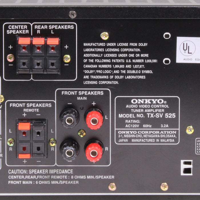 Onkyo TX-SV525 Audio Video Control Tuner Amplifier Dolby Pro Logic Phono