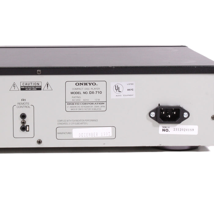 Onkyo DX-710 Compact Single-Disc CD Player 1-Bit AccuPulse 20-Track Memory (1993)