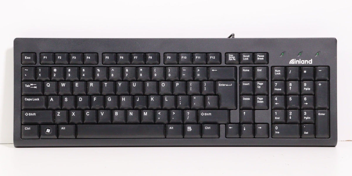 Inland 70009 PS2 Plug Black Wired Standard PC Keyboard — SpenCertified