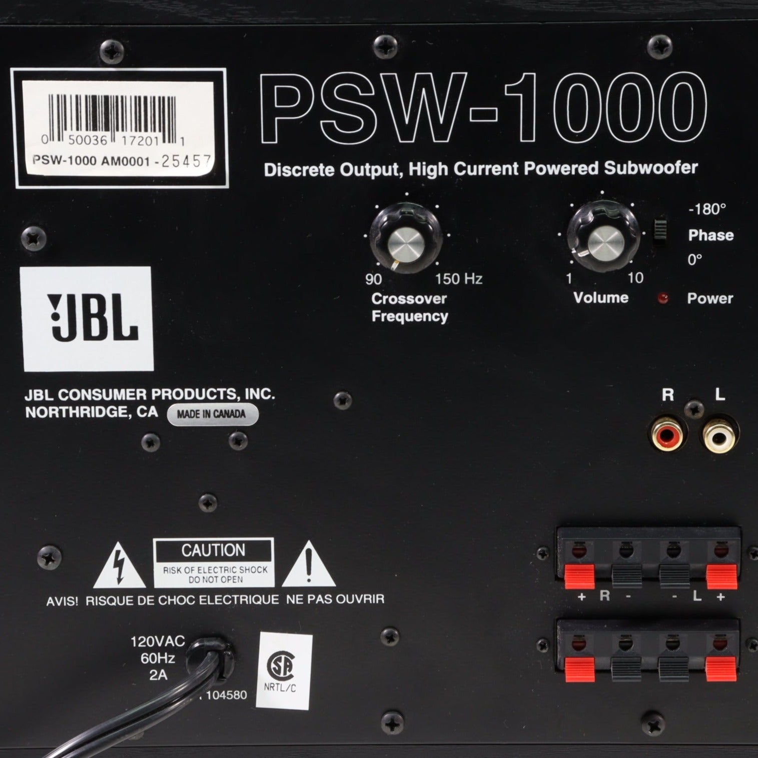 JBL PSW1000 High Current Powered Subwoofer