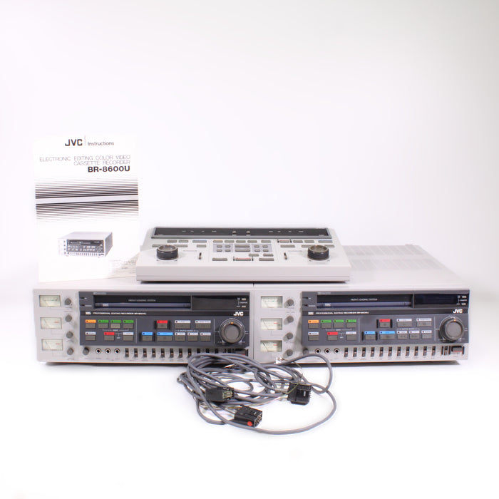 JVC BR-8600U S-VHS Editing VCR w/ RM-86U Controller Pro Deck Bundle (RARE)-VCRs-SpenCertified-vintage-refurbished-electronics