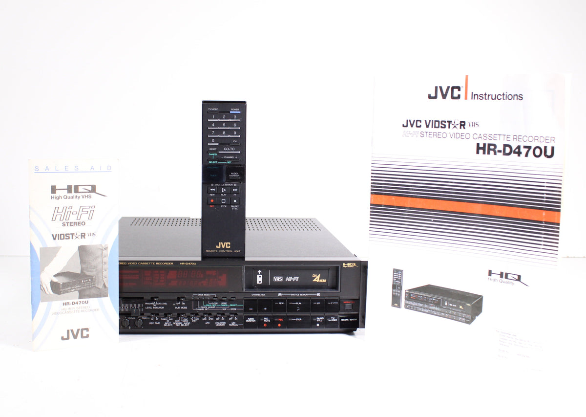 JVC HR-D470U Side-Loading VCR Stereo Video Cassette Recorder 