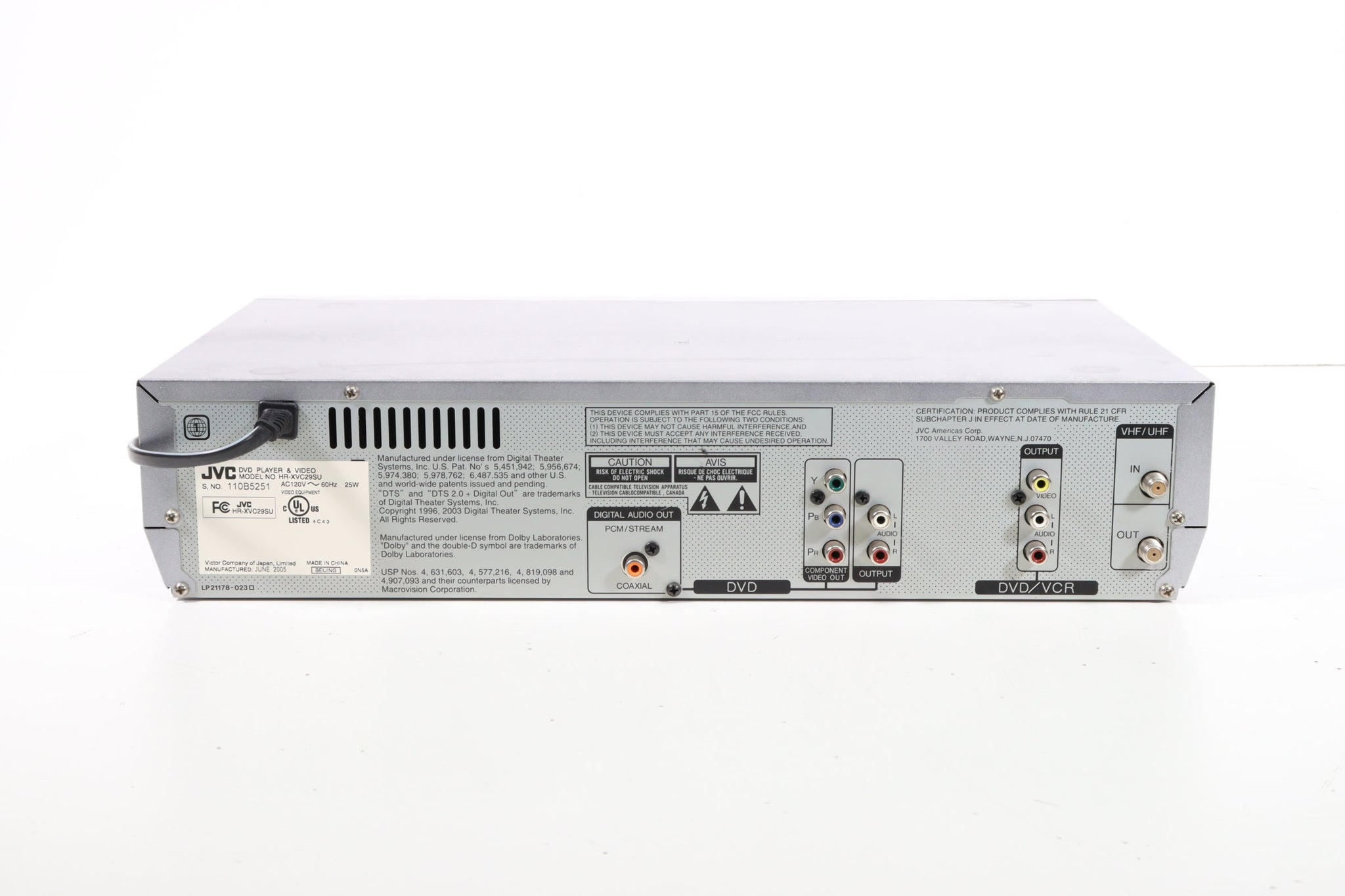 JVC HRXVC29 DVD and VHS Combo Player