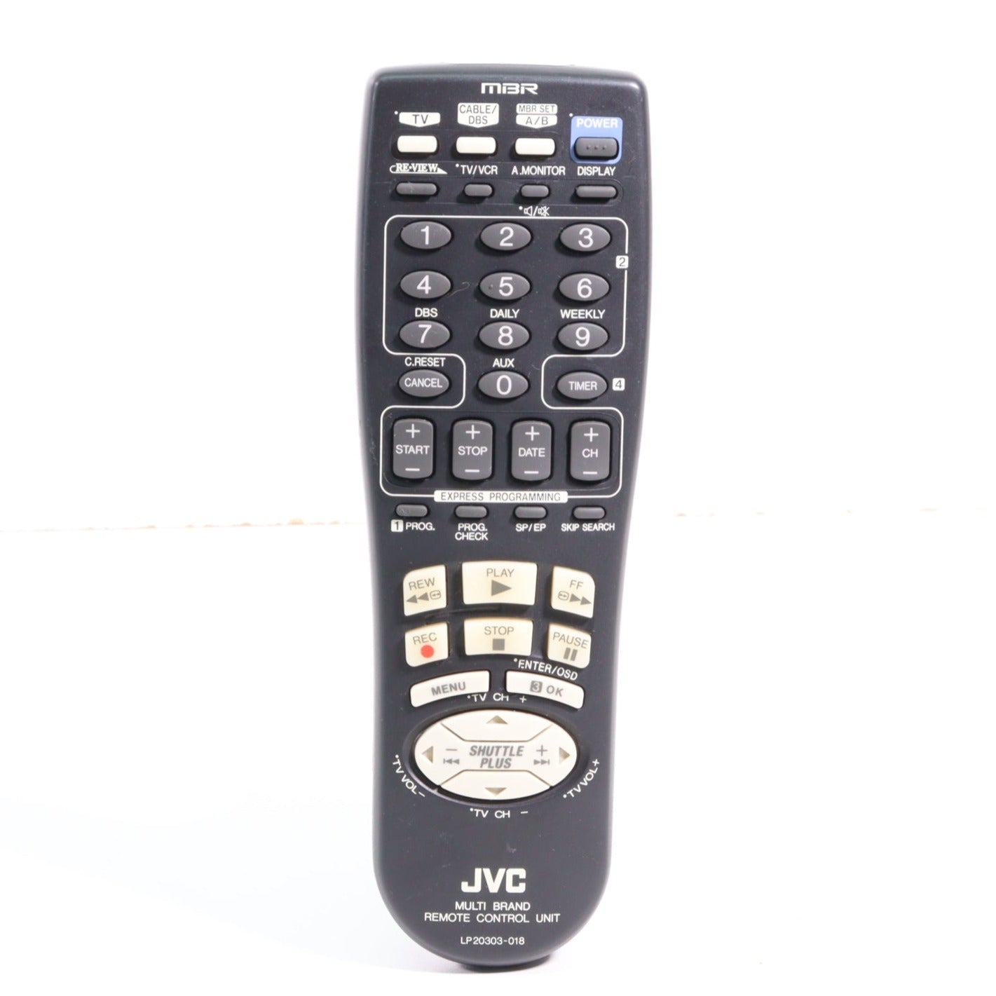 JVC LP20303018 Remote Control for VCR SRV10U