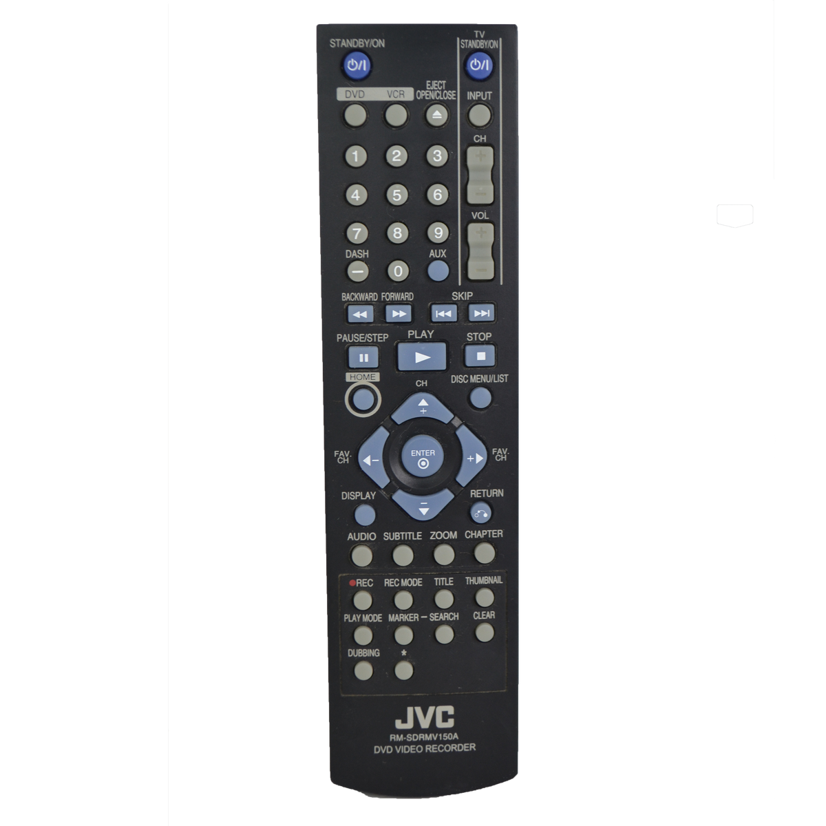JVC RM-SDRMV150A Remote Control for DVD VHS Combo Recorder DR-MV150B ...