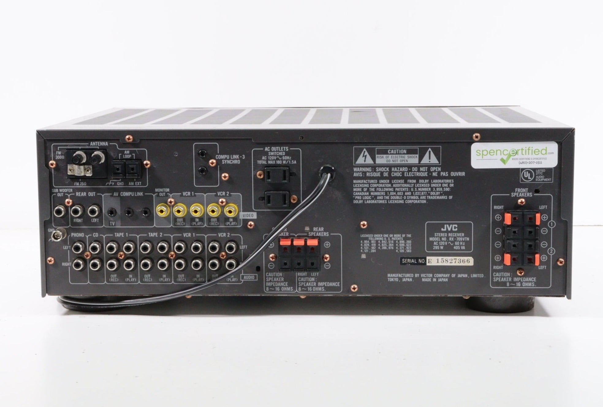 JVC RX-709V Digital Surround System Receiver (NO REMOTE) — SpenCertified