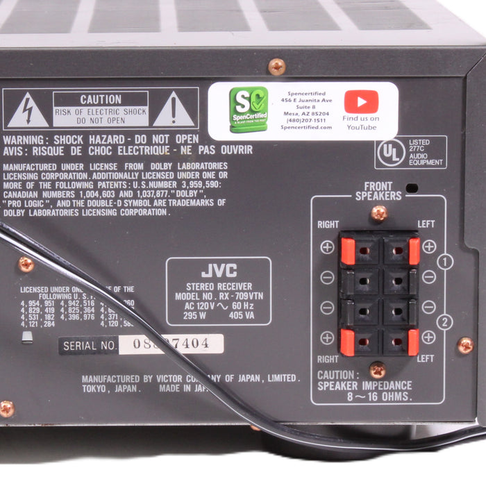 JVC RX-709V Digital Surround System Receiver (NO REMOTE)-Audio & Video Receivers-SpenCertified-vintage-refurbished-electronics