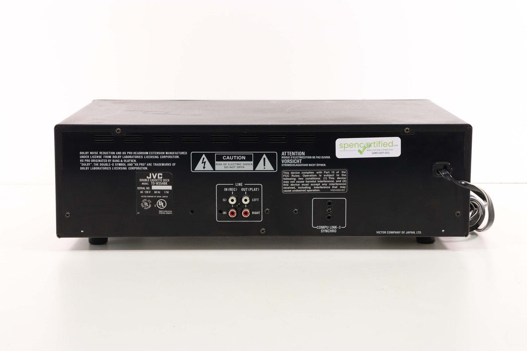 JVC TD-W354BK Stereo Dual Cassette Deck Player With Synchro Dubbing with Pitch Control-Electronics-SpenCertified-vintage-refurbished-electronics