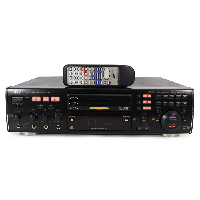 JVC XL-MV303BK Triple Tray Karaoke CD Player 3 Disc Three Different Microphone Inputs Graphics Playback Control-Electronics-SpenCertified-refurbished-vintage-electonics