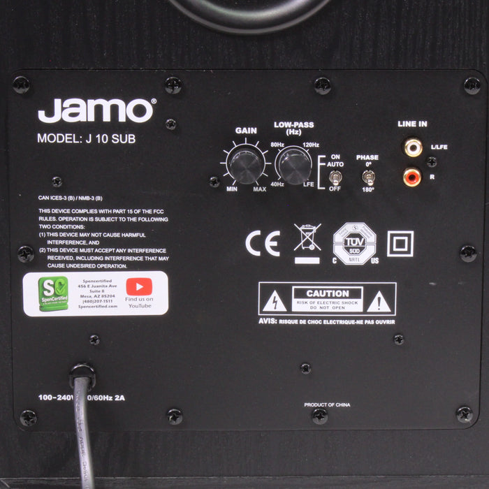 Jamo J 10 SUB Powered 10" Subwoofer 150W RMS 300W Peak Bass Reflex-Speakers-SpenCertified-vintage-refurbished-electronics