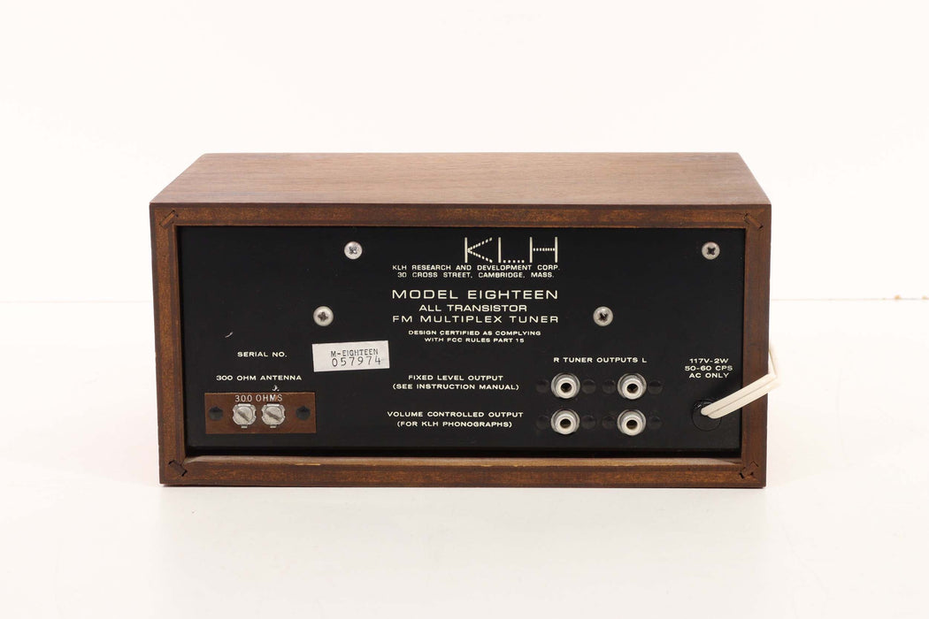 KLH Model EIGHTEEN All Transistor FM Multiplex Tuner-Radios-SpenCertified-vintage-refurbished-electronics