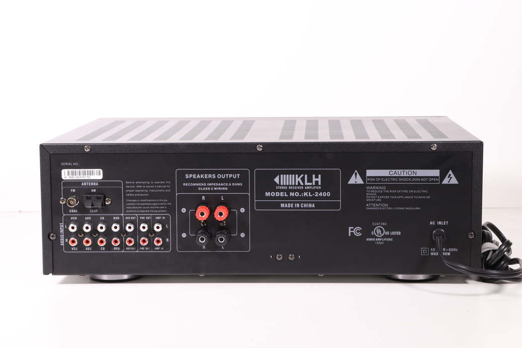 KLH Stereo Receiver Amplifier KL-2400 (With Remote)-Audio Amplifiers-SpenCertified-vintage-refurbished-electronics