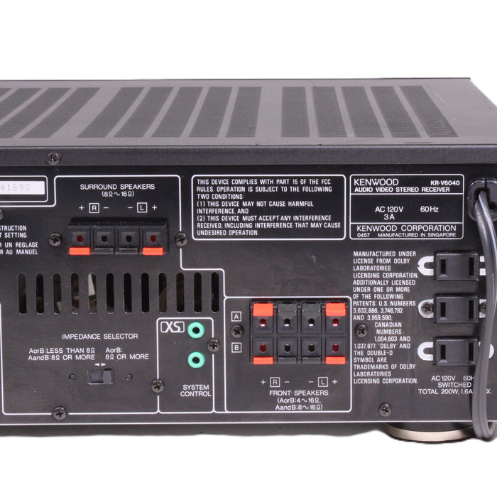 Kenwood KR-V6040 Audio Video Stereo Receiver (NO REMOTE)-Audio & Video Receivers-SpenCertified-vintage-refurbished-electronics