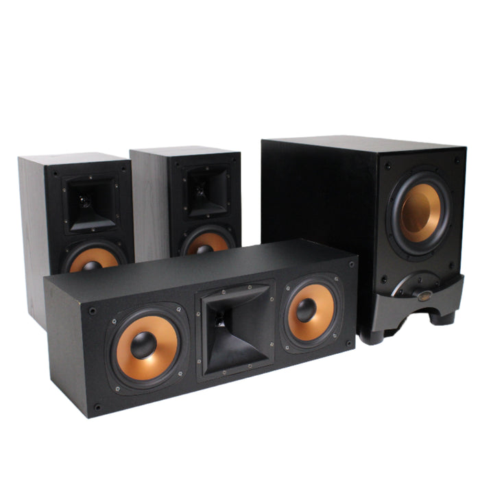 Klipsch 3.1 Channel Speaker Set (Bookshelf Pair, Center, Subwoofer)-Speakers-SpenCertified-vintage-refurbished-electronics