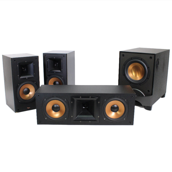 Klipsch 3.1 Channel Speaker Set (Bookshelf Pair, Center, Subwoofer)-Speakers-SpenCertified-vintage-refurbished-electronics