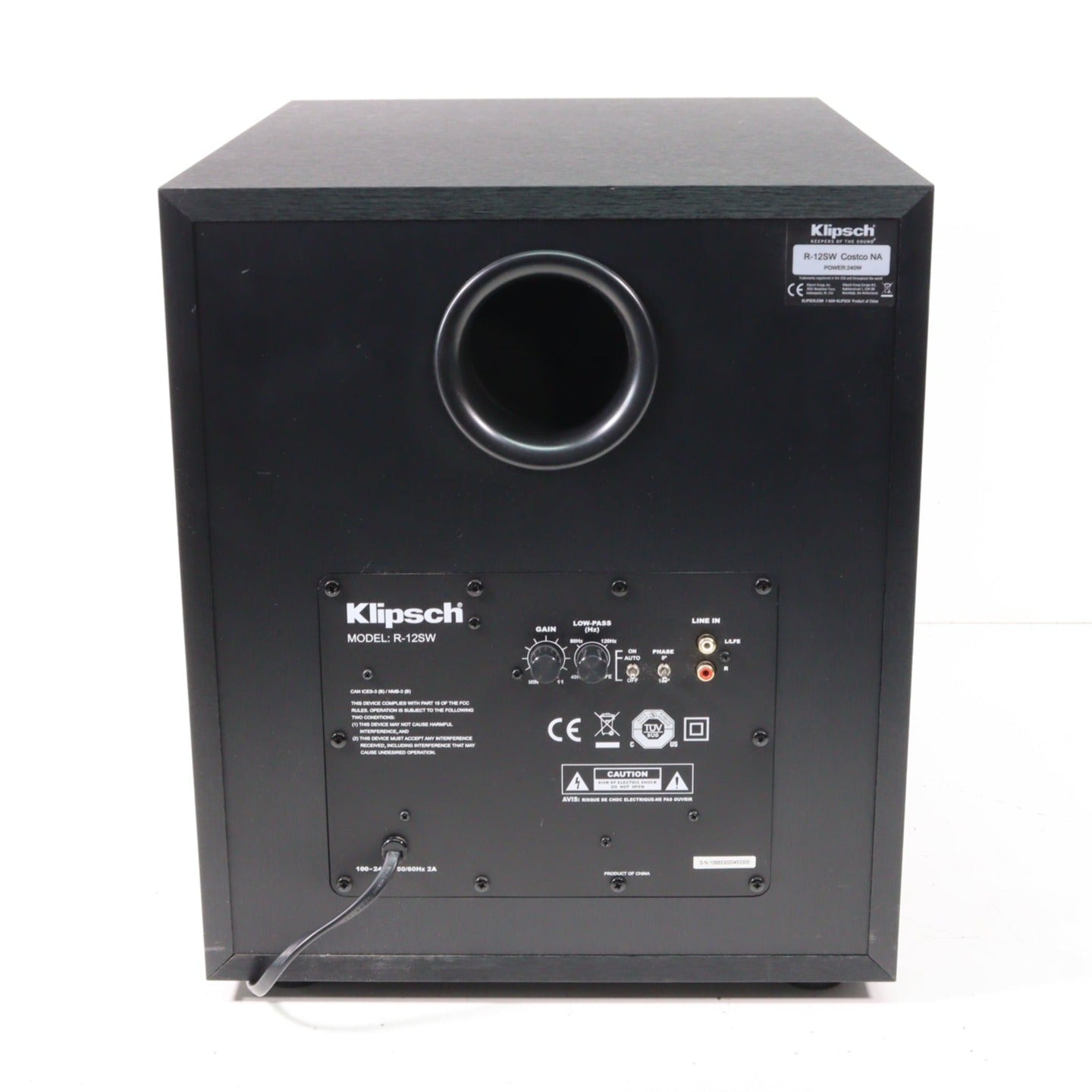 Klipsch R12SW Powerful Bass Front Firing Reference Subwoofer