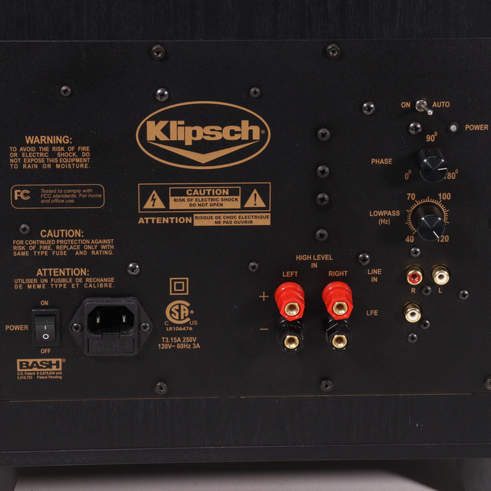 Klipsch RW 12 Black Wooden black Powered Subwoofer-Speakers-SpenCertified-vintage-refurbished-electronics