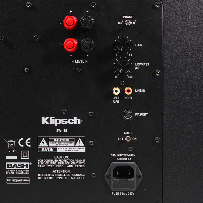 Klipsch SW-115 15" Powered Subwoofer 400 Watts-Speakers-SpenCertified-vintage-refurbished-electronics