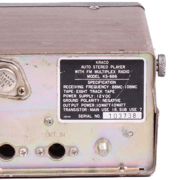 Kraco KS-666 Auto Stereo 8-Track Player FM Multiplex Car Radio Vintage-Radios-SpenCertified-vintage-refurbished-electronics