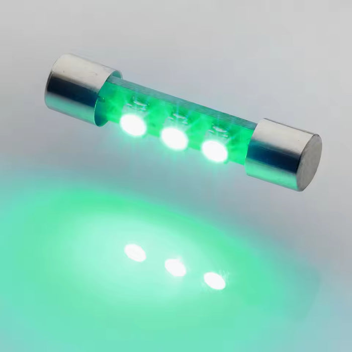 LED Replacement Fuse-Style Bulbs for Vintage Receivers (Pack of 10)-Parts-SpenCertified-6.3v-Emerald Green-29mm-vintage-refurbished-electronics