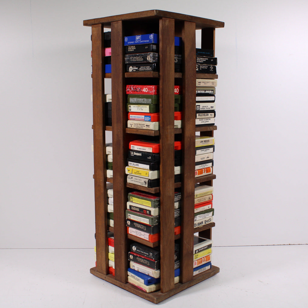 Large Collection of 8-Tracks and 8-Track Storage Shelf