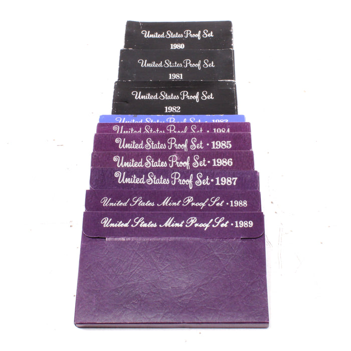 Lot of 10 United States Mint Proof Coin Set Bundle (1980 to 1989)-Collectable Coins-SpenCertified-vintage-refurbished-electronics