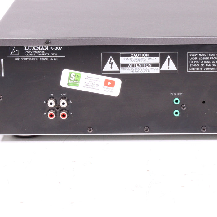 Luxman K-007 Dual Cassette Deck Dolby B Noise Reduction Hi-Fi Stereo (AS-IS)-Cassette Players & Recorders-SpenCertified-vintage-refurbished-electronics
