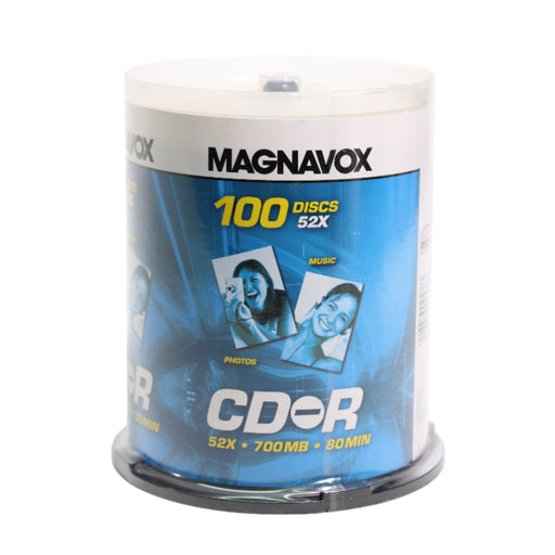 Magnavox CD-R 100 Pack 700MB 80Min 52X Recordable Black Media Discs (NEW, SEALED)-CDs-SpenCertified-vintage-refurbished-electronics