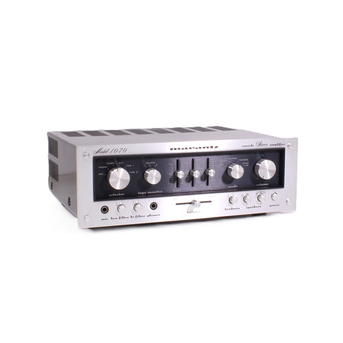 Marantz 1070 Silver Face Integrated Console Stereo Amplifier with Phono-Audio Amplifiers-SpenCertified-vintage-refurbished-electronics