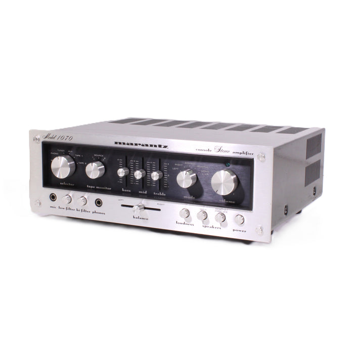 Marantz 1070 Silver Face Integrated Console Stereo Amplifier with Phono-Audio Amplifiers-SpenCertified-vintage-refurbished-electronics