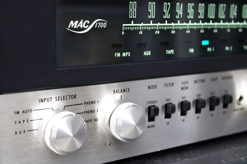 McIntosh MAC1700 RARE Vintage 2-Channel Hybrid Stereo Receiver Tubes (1967-73)-Preamps-SpenCertified-vintage-refurbished-electronics