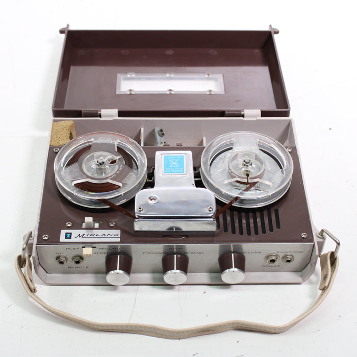 Midland Portable Reel-to-Reel Three-Way Transistor Tape Recorder Rare-Reel-to-Reel Tape Players & Recorders-SpenCertified-vintage-refurbished-electronics