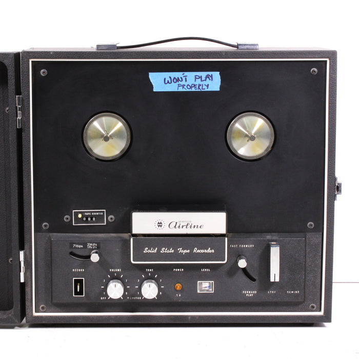 Montgomery Ward Airline GEN-3658A Vintage Reel-to-Reel Tape Deck w/ Case (AS IS)-Reel-to-Reel Tape Players & Recorders-SpenCertified-vintage-refurbished-electronics