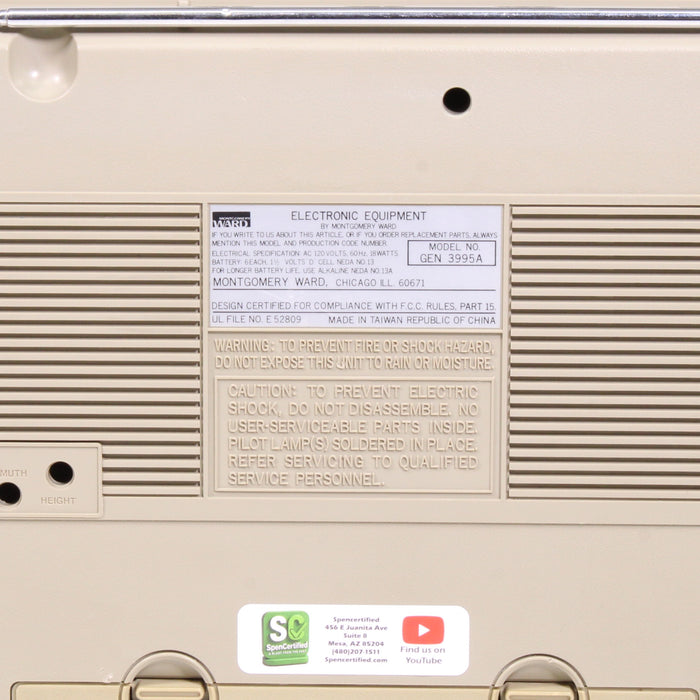 Montgomery Ward GEN 3995A Portable Stereo Boombox AM/FM Cassette Recorder/8-Track Player-Cassette Players & Recorders-SpenCertified-vintage-refurbished-electronics