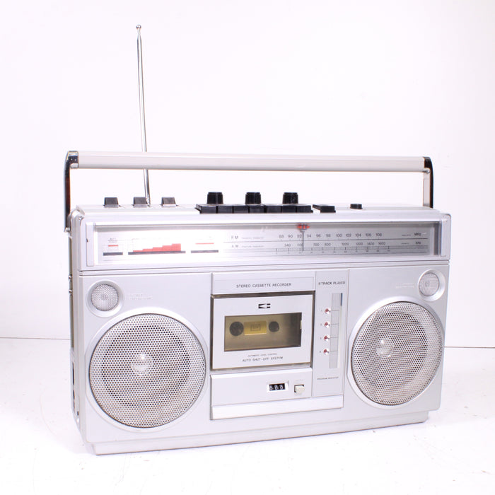 Montgomery Ward GEN 3995A Portable Stereo Boombox AM/FM Cassette Recorder/8-Track Player-Cassette Players & Recorders-SpenCertified-vintage-refurbished-electronics