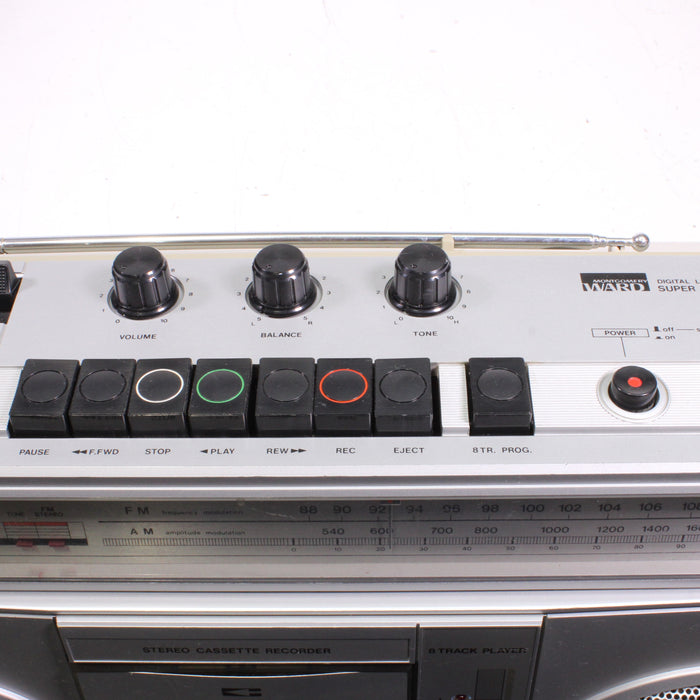 Montgomery Ward GEN 3995A Portable Stereo Boombox AM/FM Cassette Recorder/8-Track Player-Cassette Players & Recorders-SpenCertified-vintage-refurbished-electronics