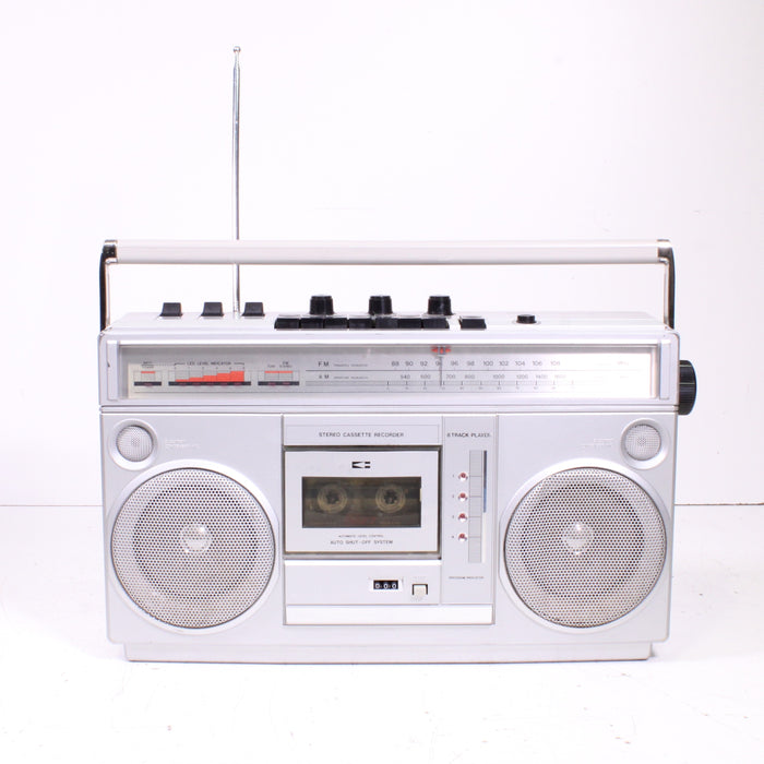 Montgomery Ward GEN 3995A Portable Stereo Boombox AM/FM Cassette Recorder/8-Track Player-Cassette Players & Recorders-SpenCertified-vintage-refurbished-electronics