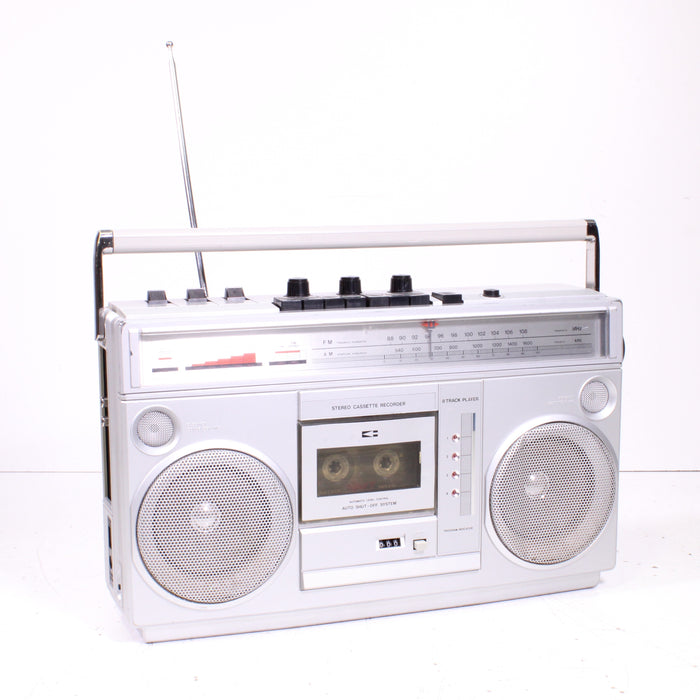 Montgomery Ward GEN 3995A Portable Stereo Boombox AM/FM Cassette Recorder/8-Track Player-Cassette Players & Recorders-SpenCertified-vintage-refurbished-electronics