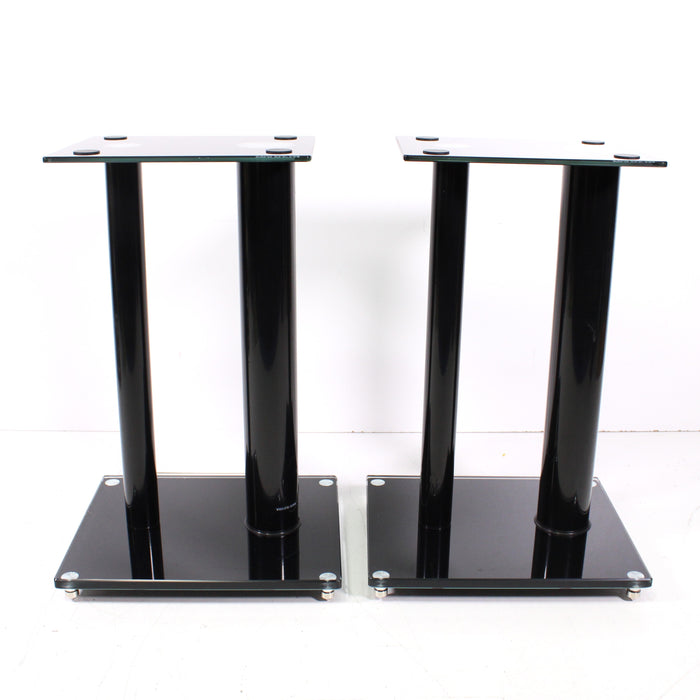 Mount-It! Black Aluminum Glass Speaker Stands Pair 22 LBS. Capacity-Speaker Stands & Mounts-SpenCertified-vintage-refurbished-electronics