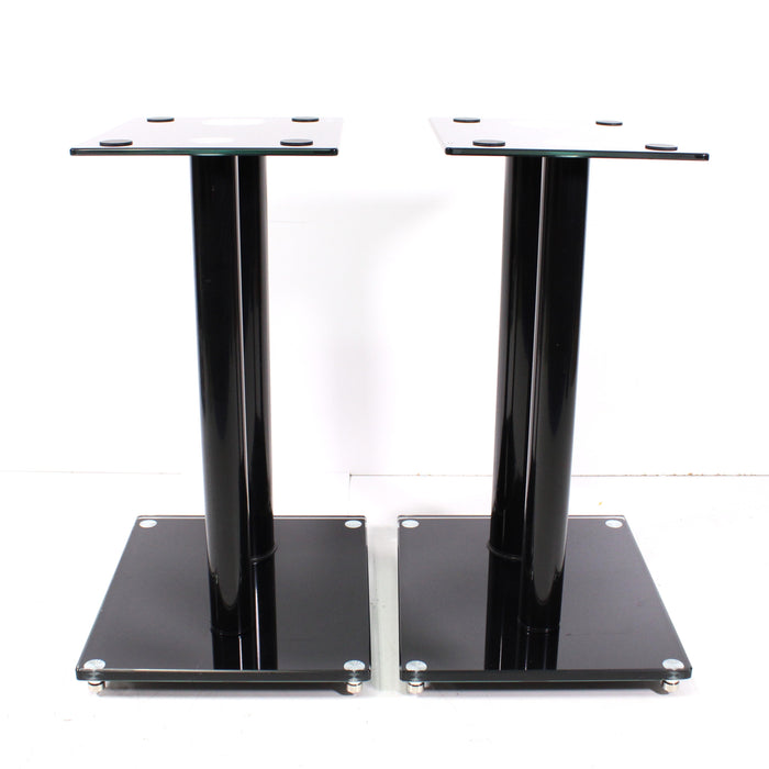 Mount-It! Black Aluminum Glass Speaker Stands Pair 22 LBS. Capacity-Speaker Stands & Mounts-SpenCertified-vintage-refurbished-electronics