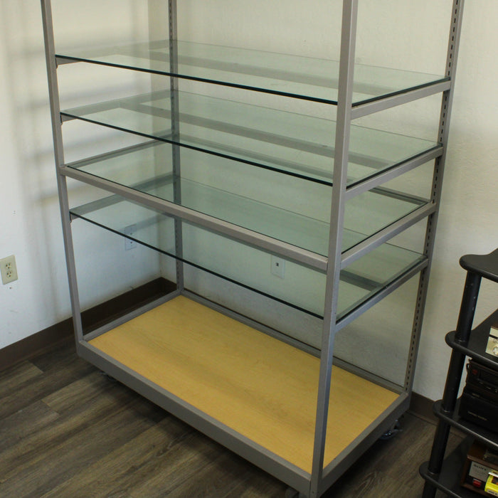 Multimedia Glass Display Shelving Unit Assembled 7-Shelf Storage Center with Wheels-shelving-SpenCertified-vintage-refurbished-electronics