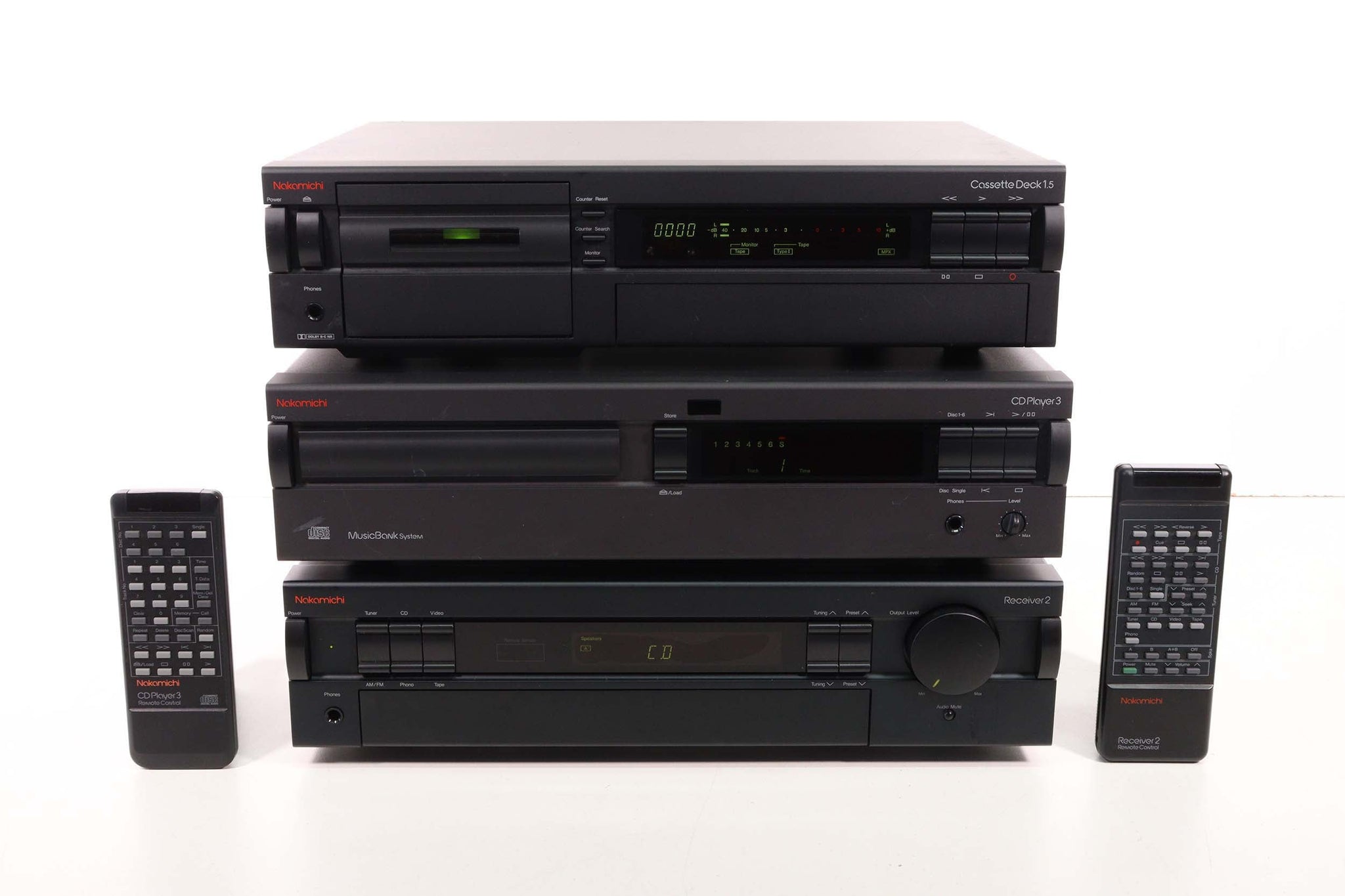 Nakamichi Cassette Deck 1.5/CDPlayer 3/Receiver 2 Bundle (With Remote)