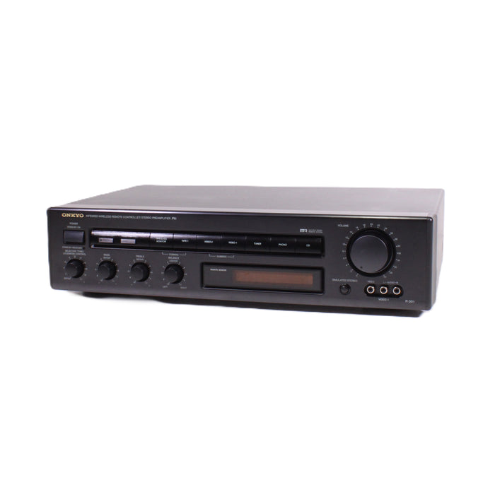 Onkyo P-301 Stereo Pre-Amplifier with Phono (NO REMOTE)-Preamps-SpenCertified-vintage-refurbished-electronics