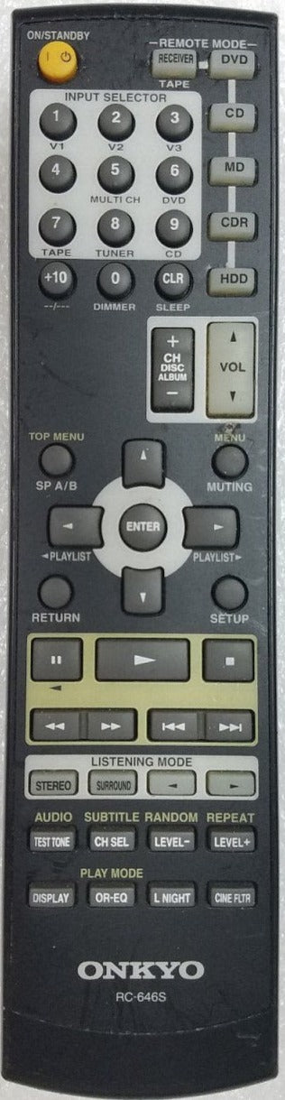 Onkyo RC-646S Remote Control for 5.1 Ch AV Home Theater Receiver HT-R340-Remote Controls-SpenCertified-vintage-refurbished-electronics