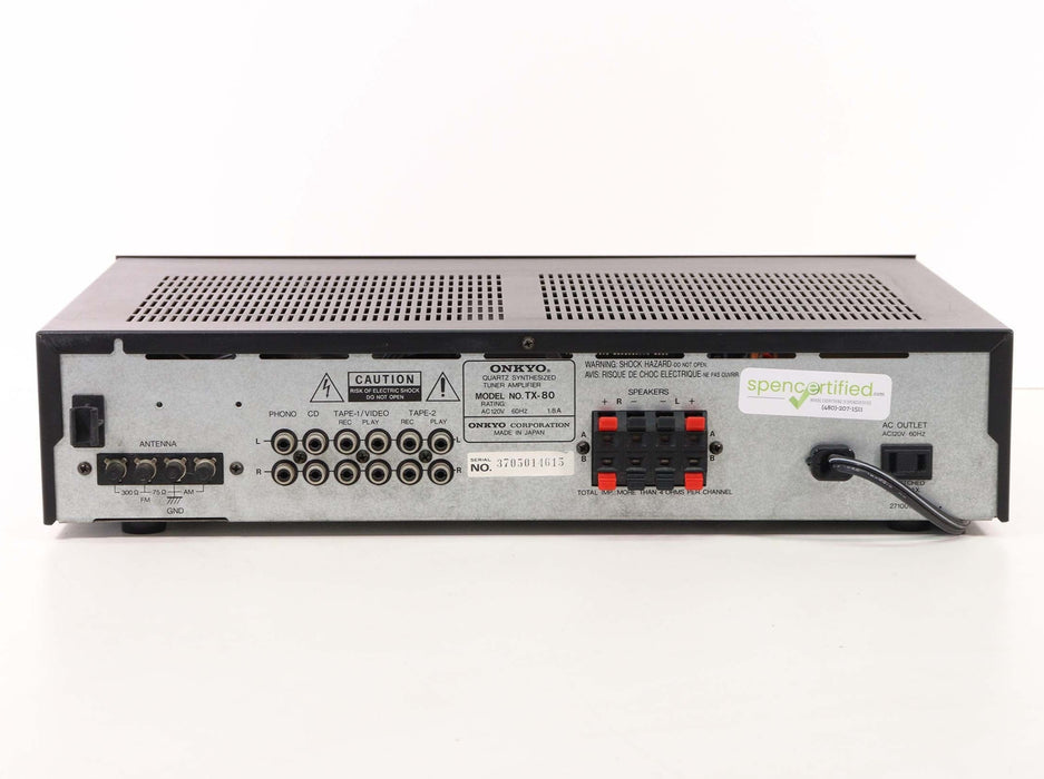 Onkyo TX-80 Quartz Synthesized Tuner Amplifier (No Remote)-AM FM Tuner-SpenCertified-vintage-refurbished-electronics