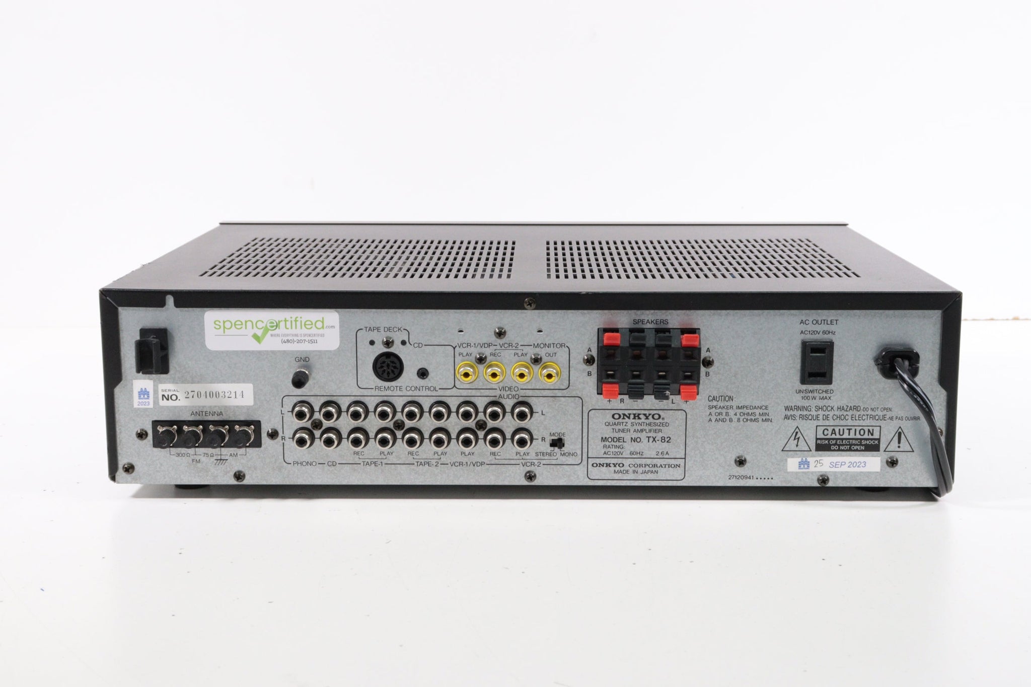 Onkyo TX82 Quartz Synthesized Tuner Amplifier Receiver (NO REMOTE)