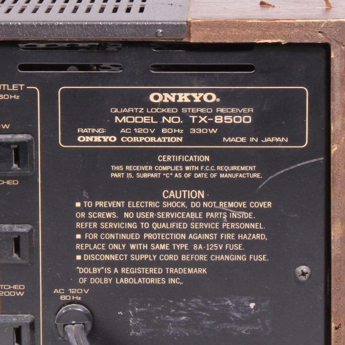 Onkyo TX-8500 Quartz Locked AM/FM Stereo Receiver Silver Face with Phono (AS-IS)-Audio Receivers-SpenCertified-vintage-refurbished-electronics
