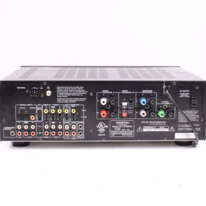 Onkyo TX-SR500 A/V receiver with Dolby Digital, DTS, and Dolby Pro Logic II-Audio & Video Receivers-SpenCertified-vintage-refurbished-electronics